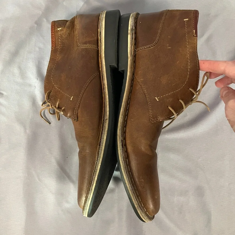 Steve Madden Harren Boots Mens Size 11.5 Cognac Leather‎ Chukka 247